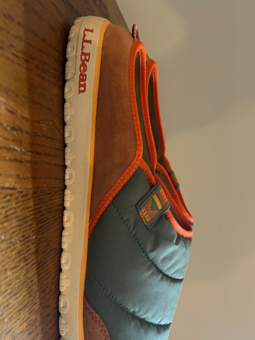 L.L. Bean Mountain Classic Quilted Slides - Size 11 - Charcoal/Orange